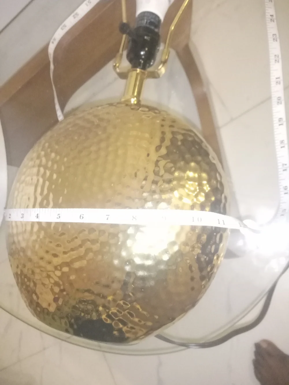 Hammered Gold Globe Table Lamp with White Drum Shade